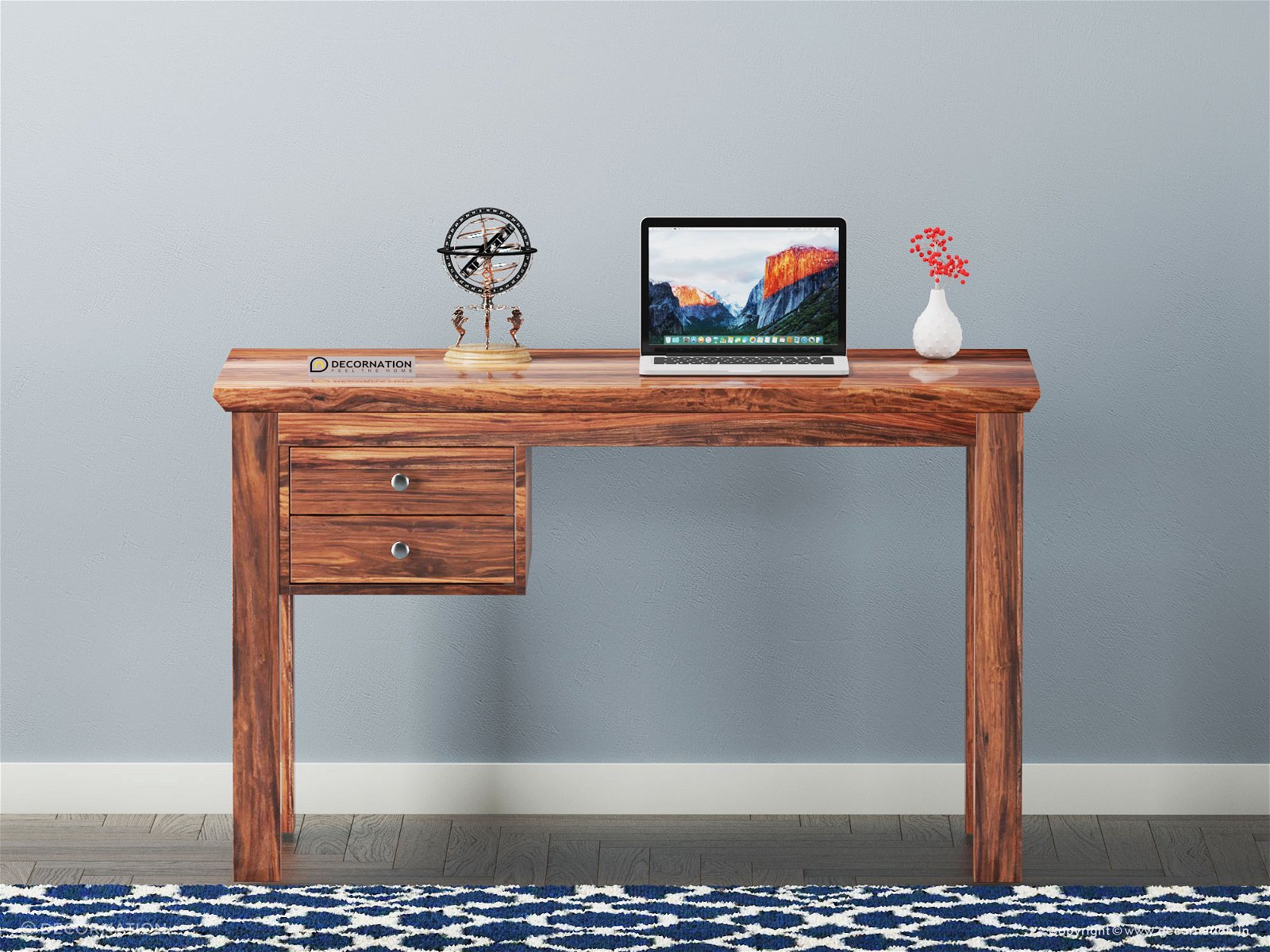 Rieka Double Drawer Computer Table With Storage
