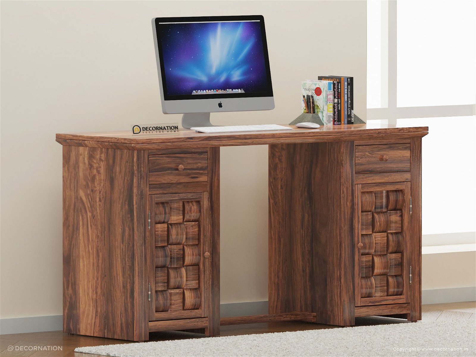 Cassie Wooden Storage Home Office Table With Drawers