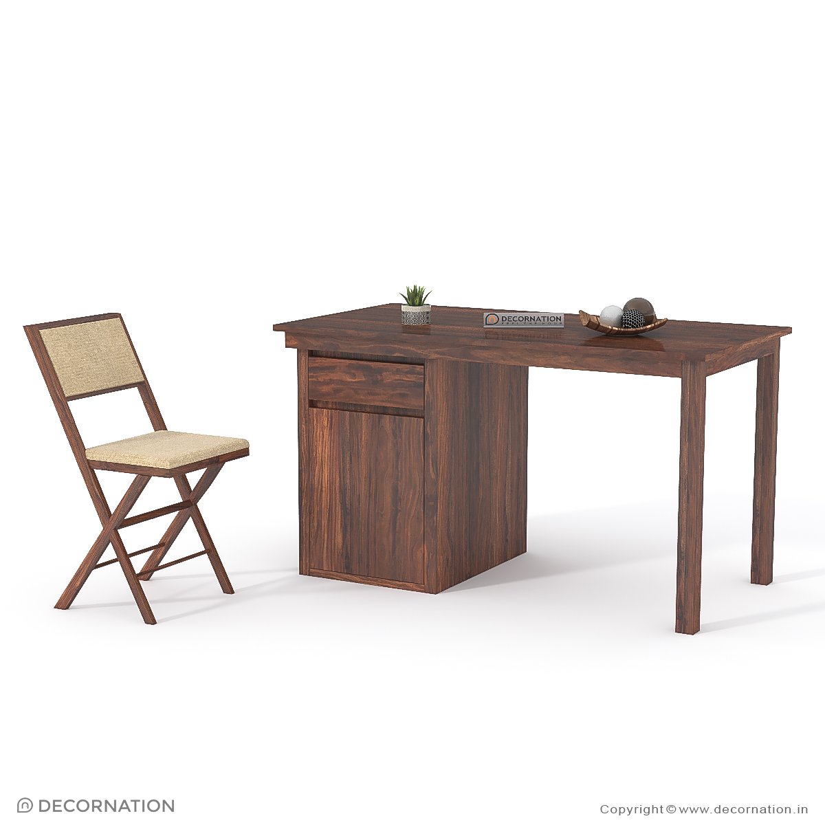 Flavia Wooden Computer Table with Storage - Decornation