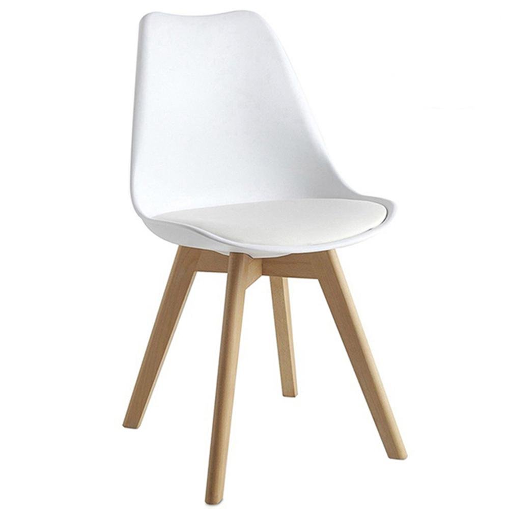 Lovisa Wooden Legs, Comfy Cushioned PU Seat Chairs – White