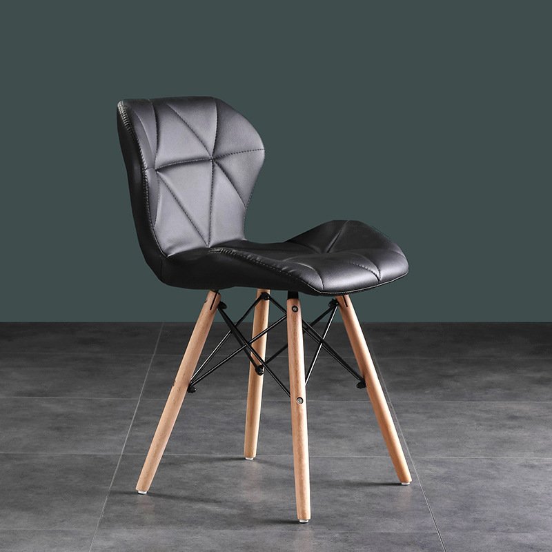 Malyn Soft Cushioned Seat and Wooden Legs Chair – Black