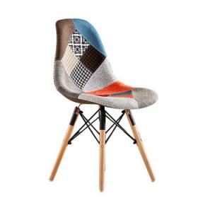 Olive Patchwork Fabric Cushioned Seat Dining Chair