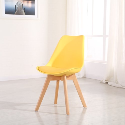 Lovisa Dining Chairs, Wooden Legs, Comfy Cushioned PU Seat – Yellow