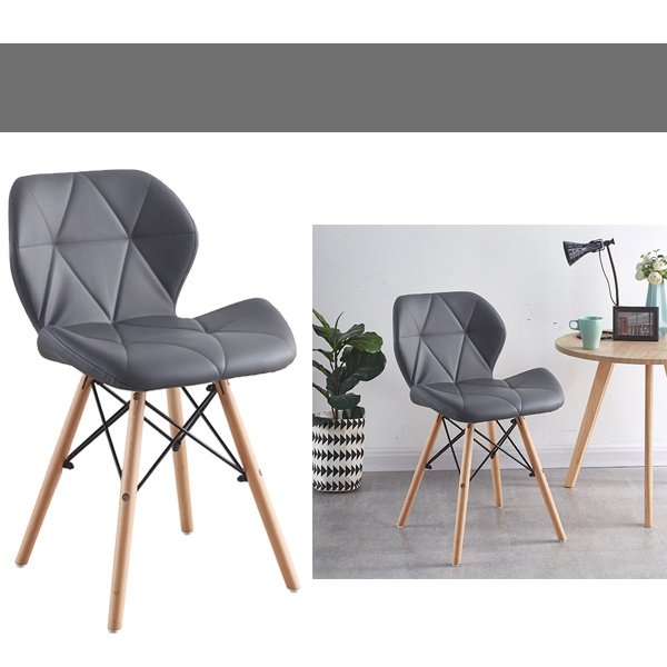 Malyn Soft Cushioned Seat and Wooden Legs Chair – Grey