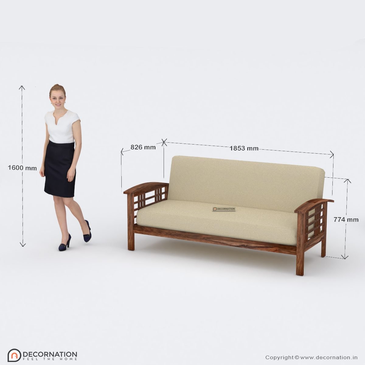 Adeline Wooden 5 Seater Sofa Set - Image 6