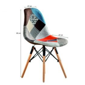 Olive Patchwork Fabric Cushioned Seat Dining Chair - Image 5