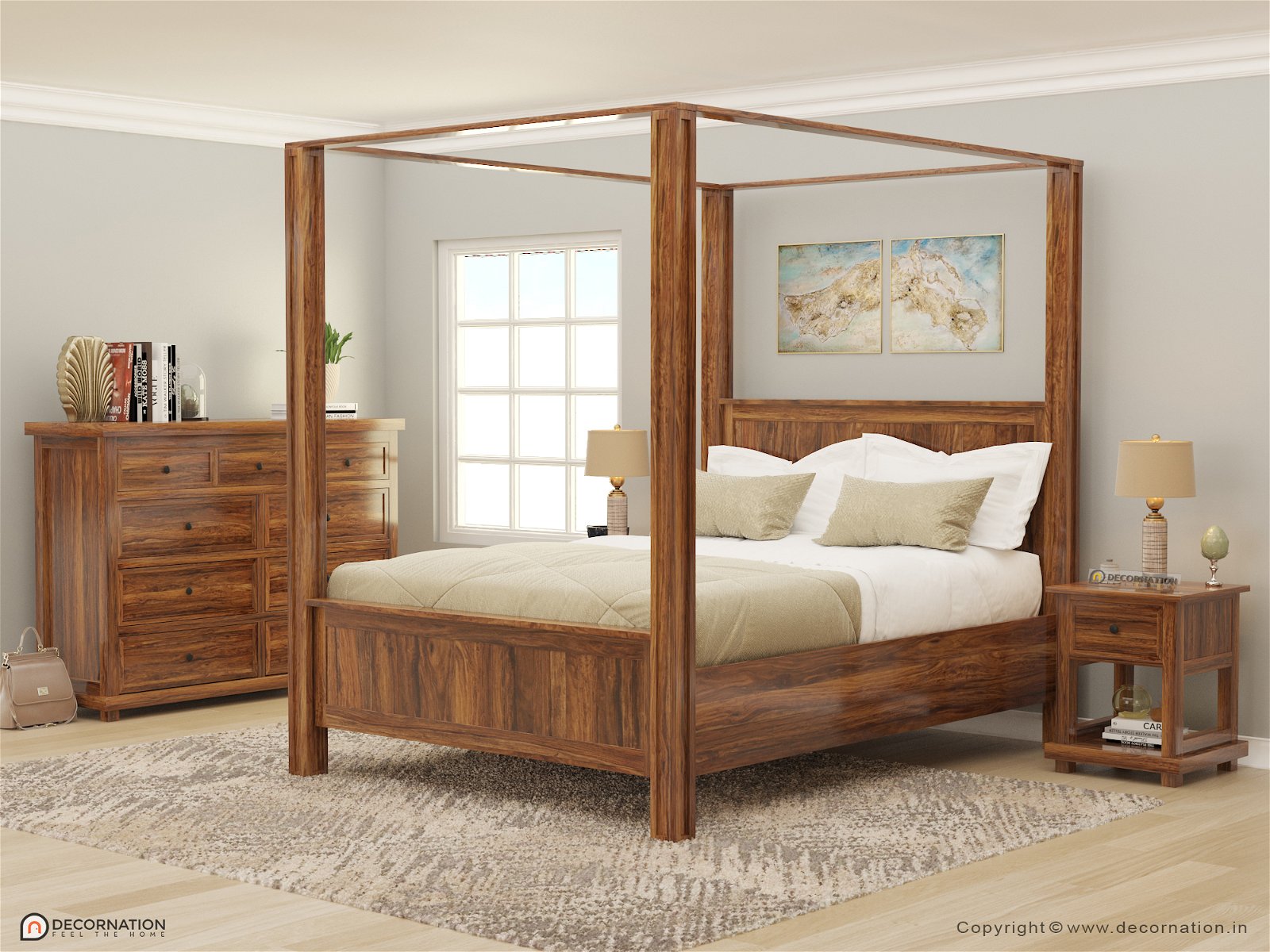 Avril Wooden Bedroom Double Bed - Decornation