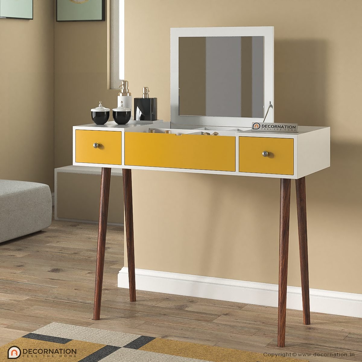Camille Wooden Dressing Table with 2 Drawer Storage
