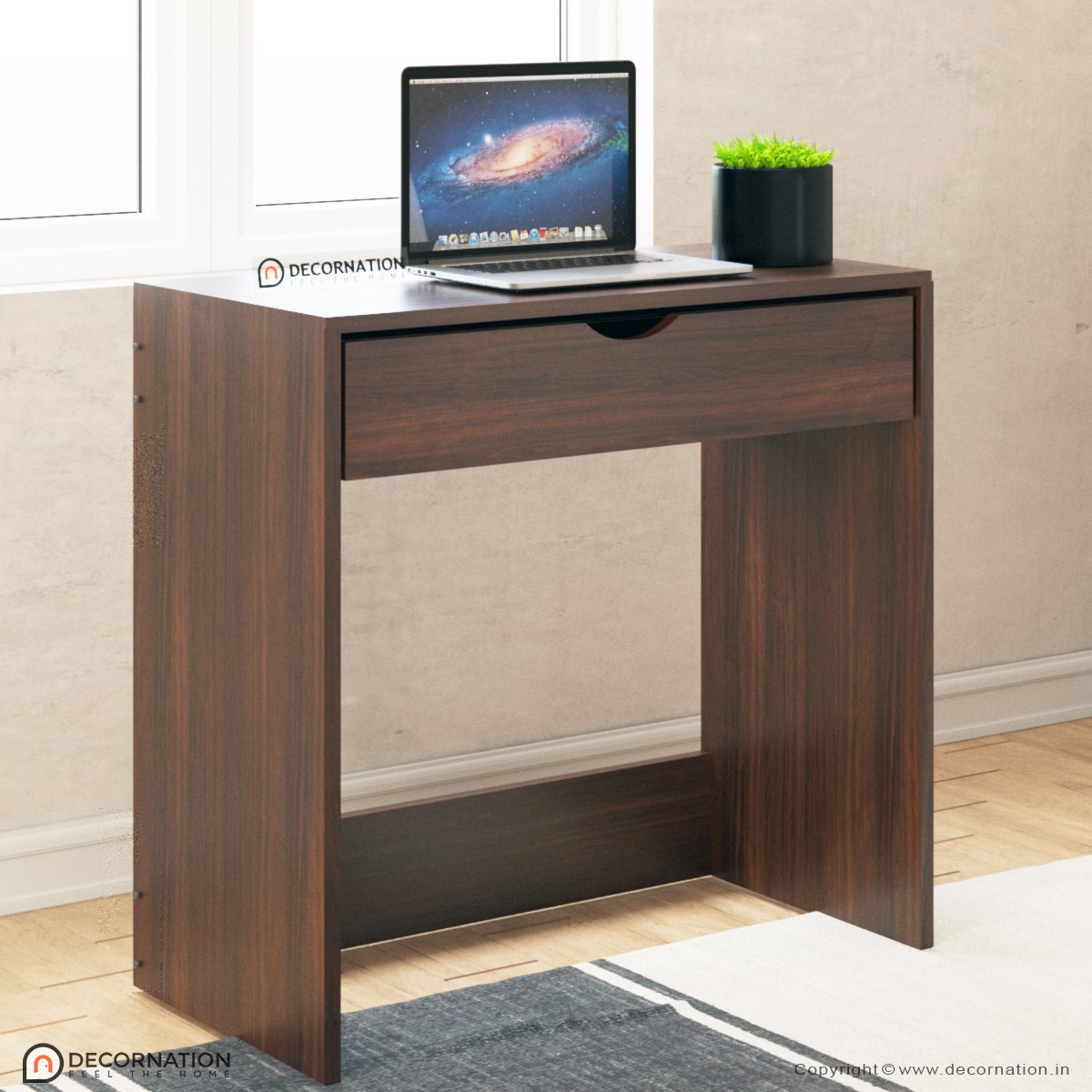 Hera Engineered Wood Laptop Table with Drawer Storage – Walnut