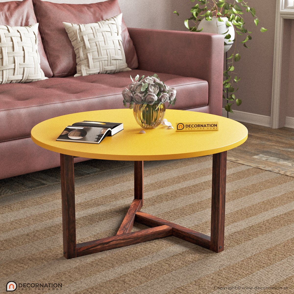 Lillie Round Coffee Table – Yellow