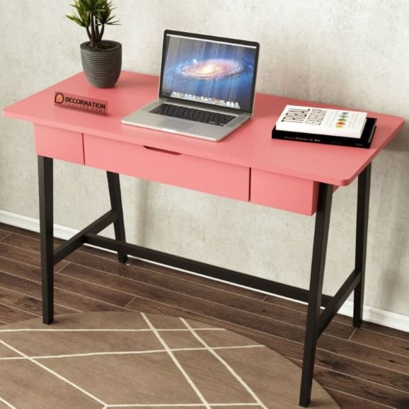 Zane Wooden Study Table – Pink