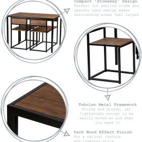 Arlo Wooden and Metal 4 Seater Dining Table Set - Image 7