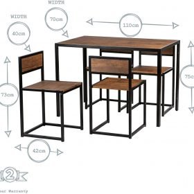 Arlo Wooden and Metal 4 Seater Dining Table Set - Image 2