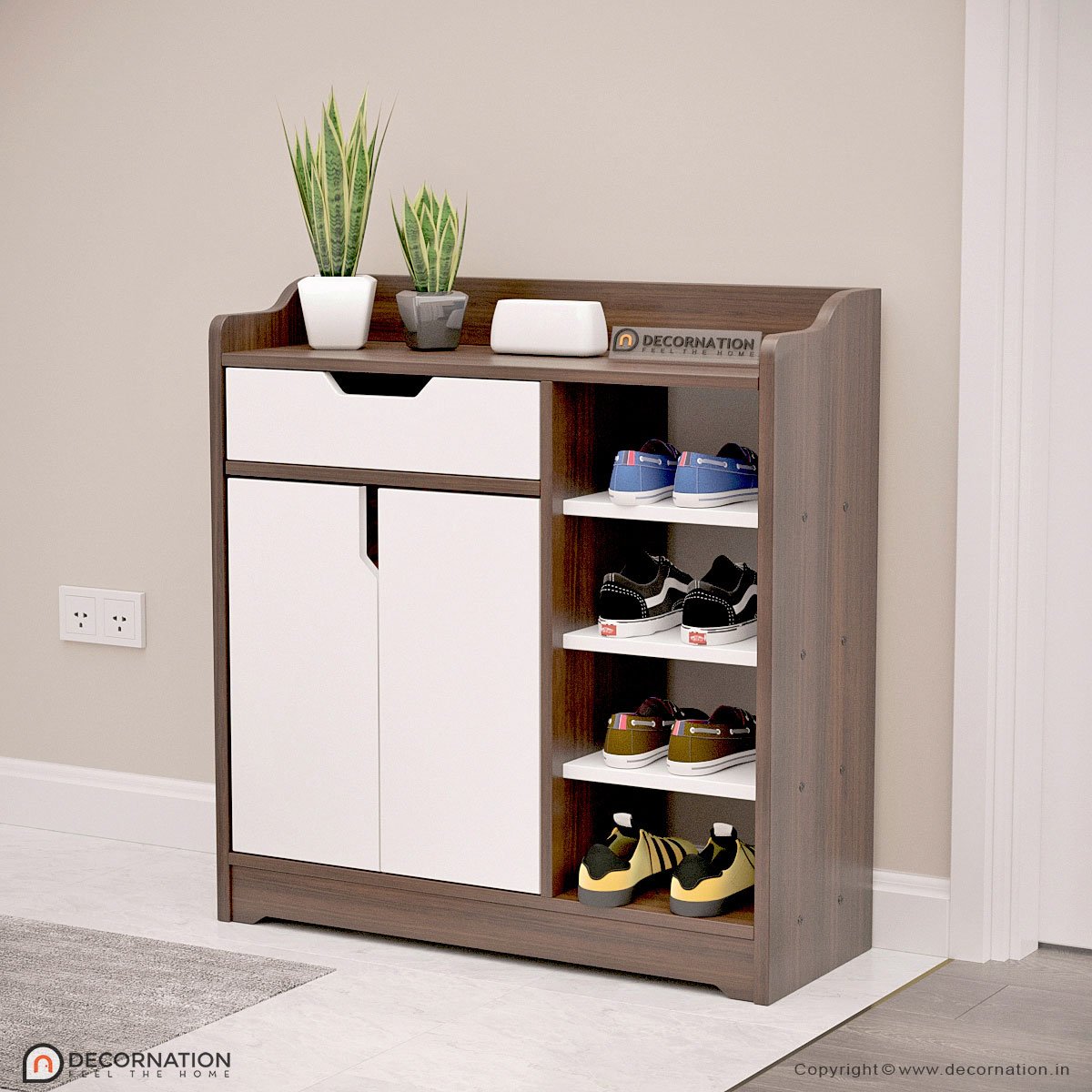 Isidora Engineered Wood Shelf and Drawer Storage Shoe Rack