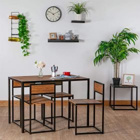 Arlo Wooden and Metal 4 Seater Dining Table Set