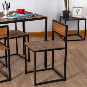 Arlo Wooden and Metal 4 Seater Dining Table Set - Image 4