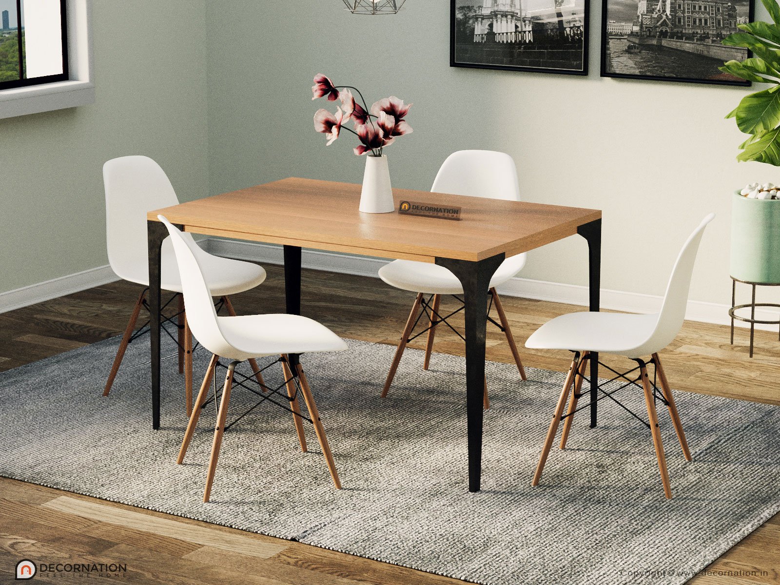 Turno Solid Top 6 Seater Dining Table Set – 4 Seater