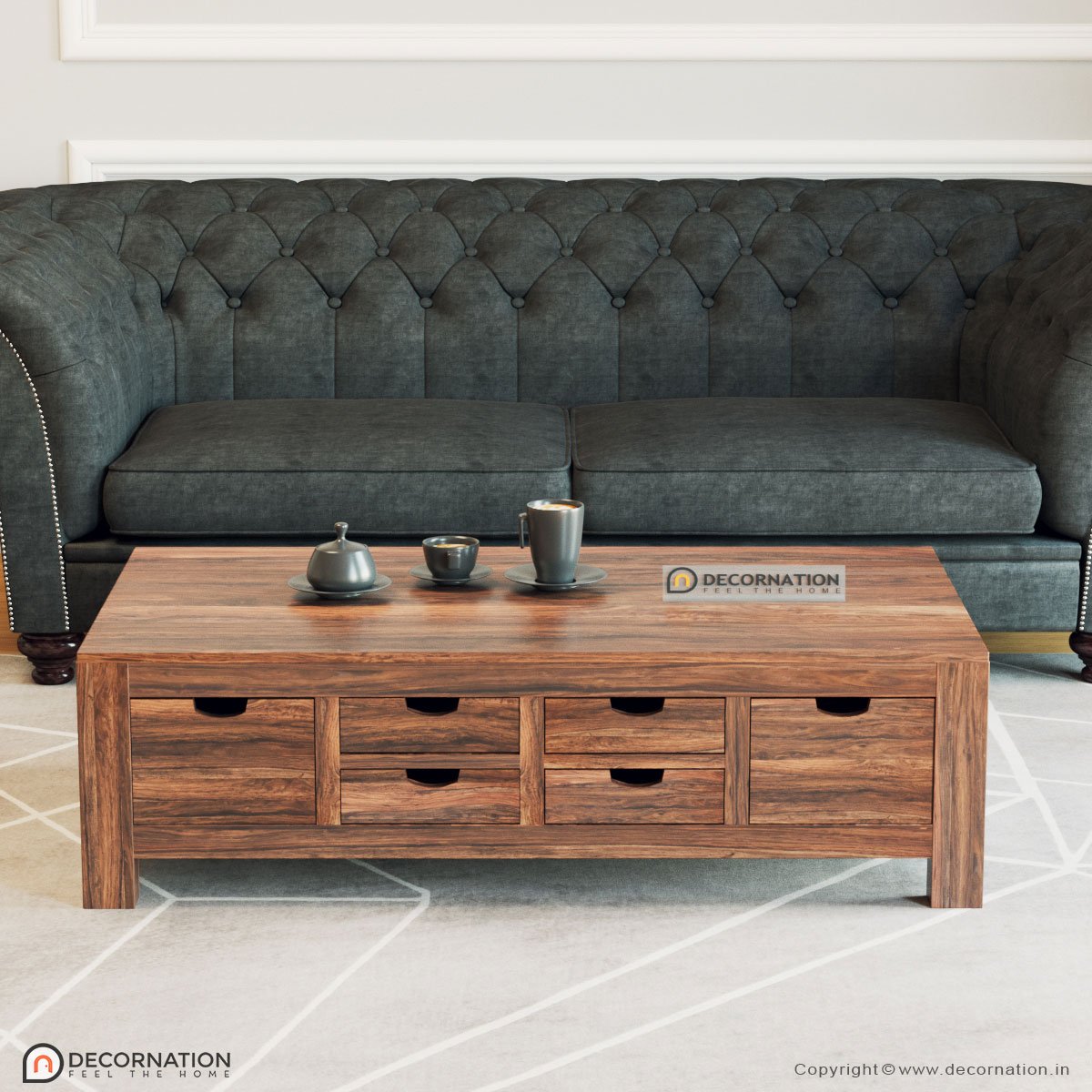 Sofa set table on sale with drawers