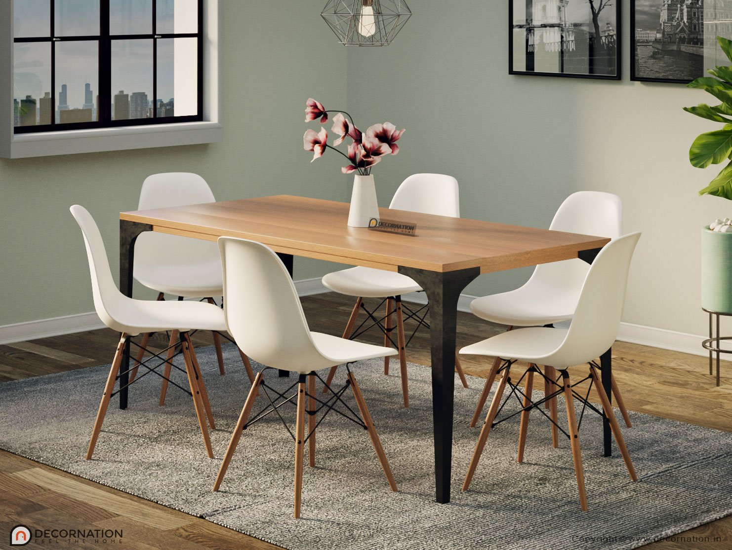 Turno Solid Top 6 Seater Dining Table Set – 6 Seater