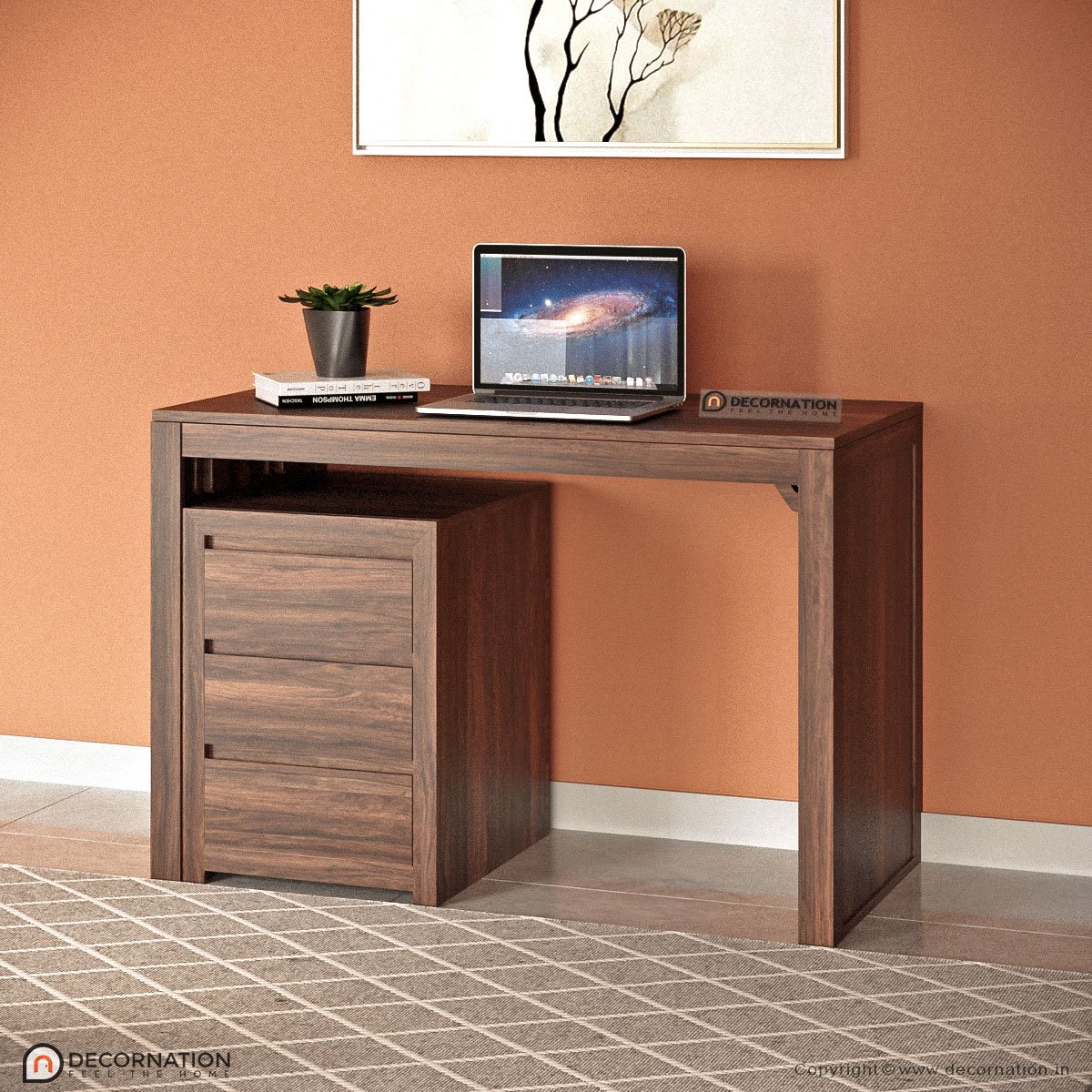 Christopher Solid Wood 3 Drawer Storage Computer Table