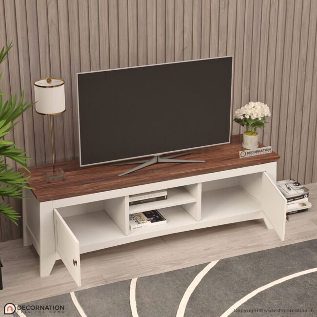 Eden Wooden Storage TV Unit - White - Image 3