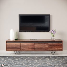 Wynter TV Stand with Storage and Metal Legs - Brown - Image 3