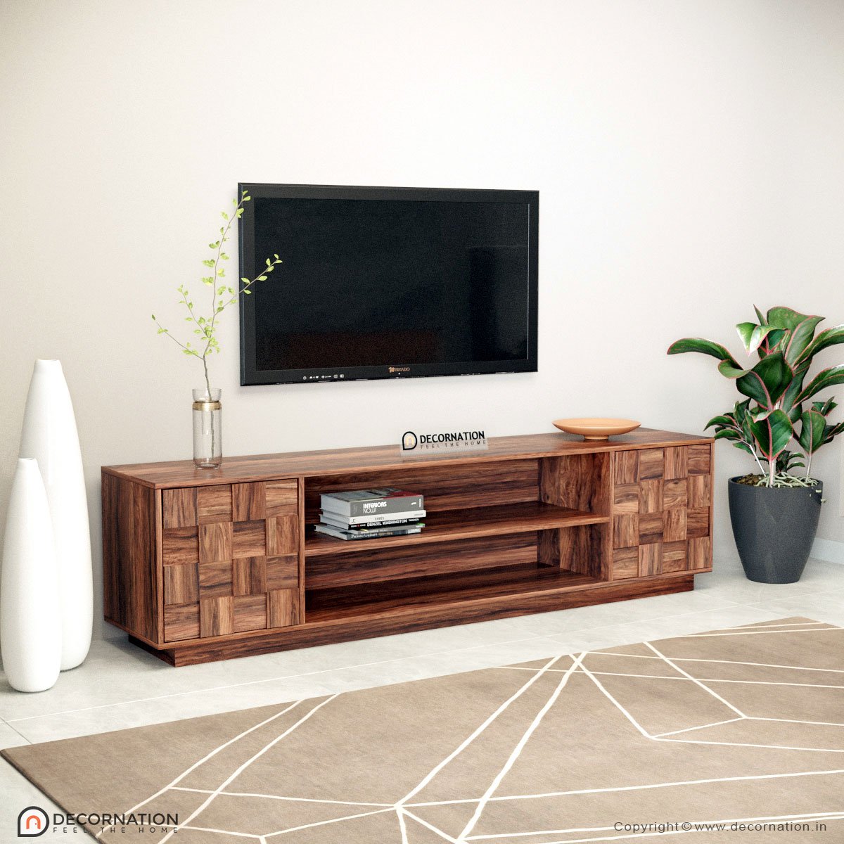 Laudes TV Stand with 2 Cupboards and 2 Shelves – Brown