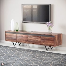 Wynter TV Stand with Storage and Metal Legs - Brown
