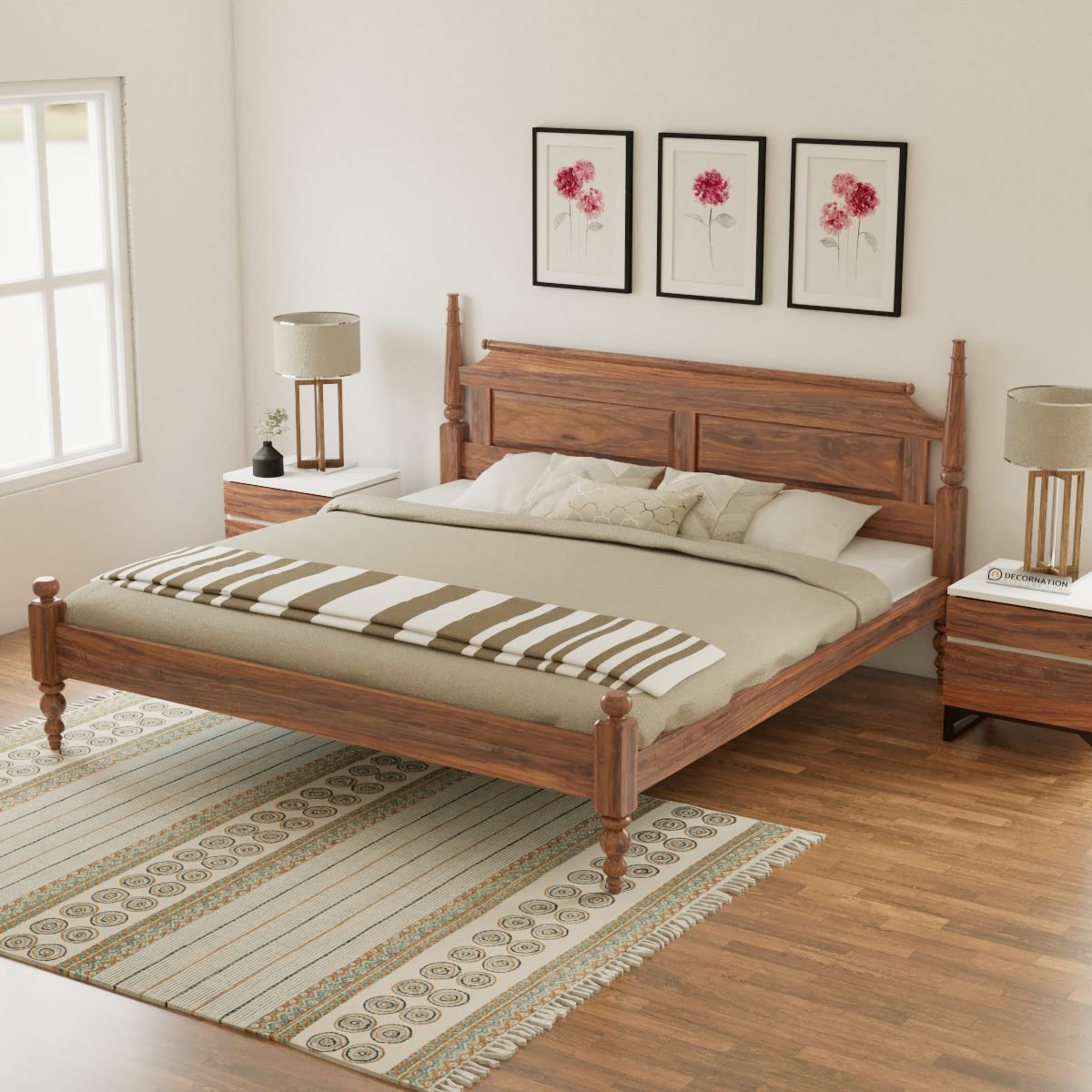 Caleb Wooden Queen Size Bed