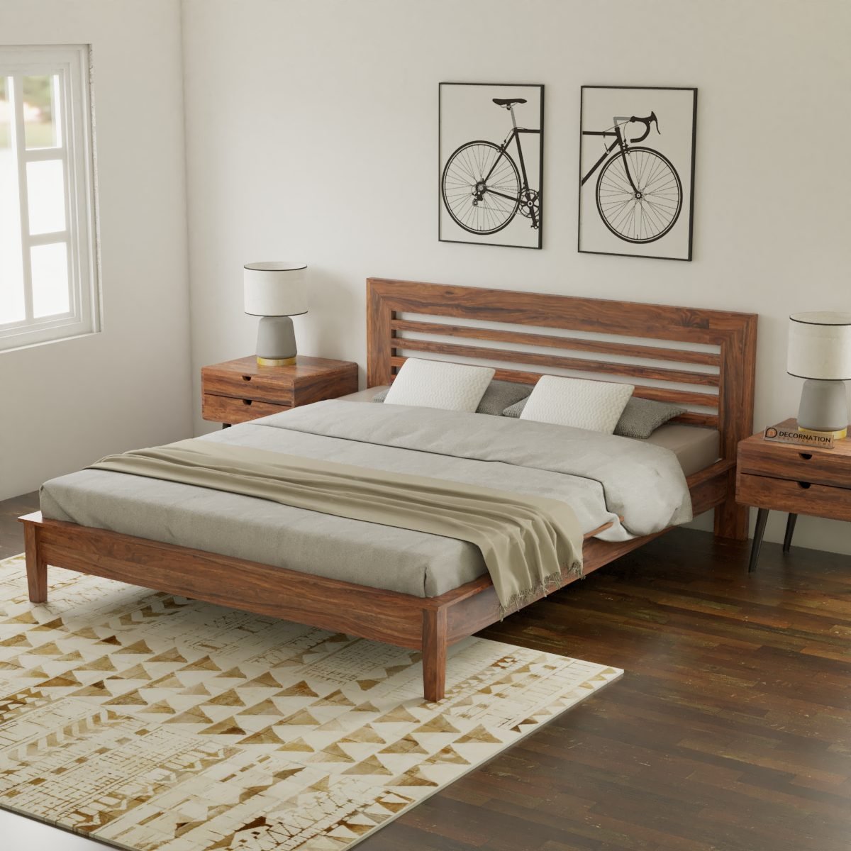 Silas wooden queen size bed