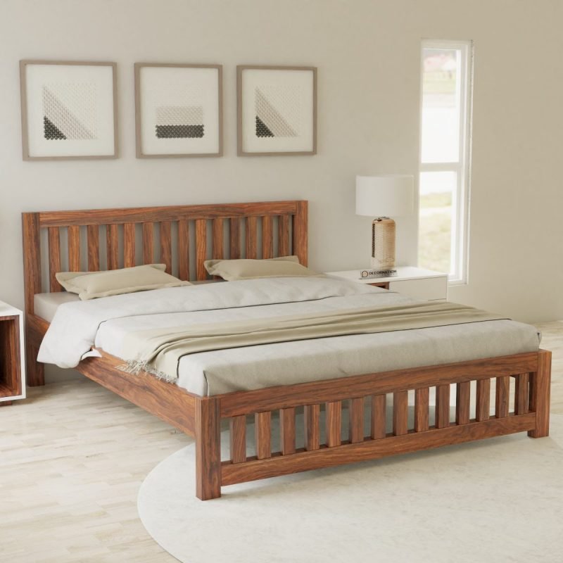 Juan Wood Queen Size Bed Decornation