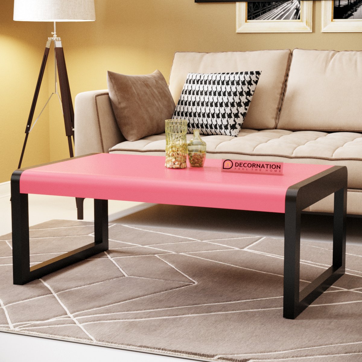 Amber Wooden Coffee Table – Pink