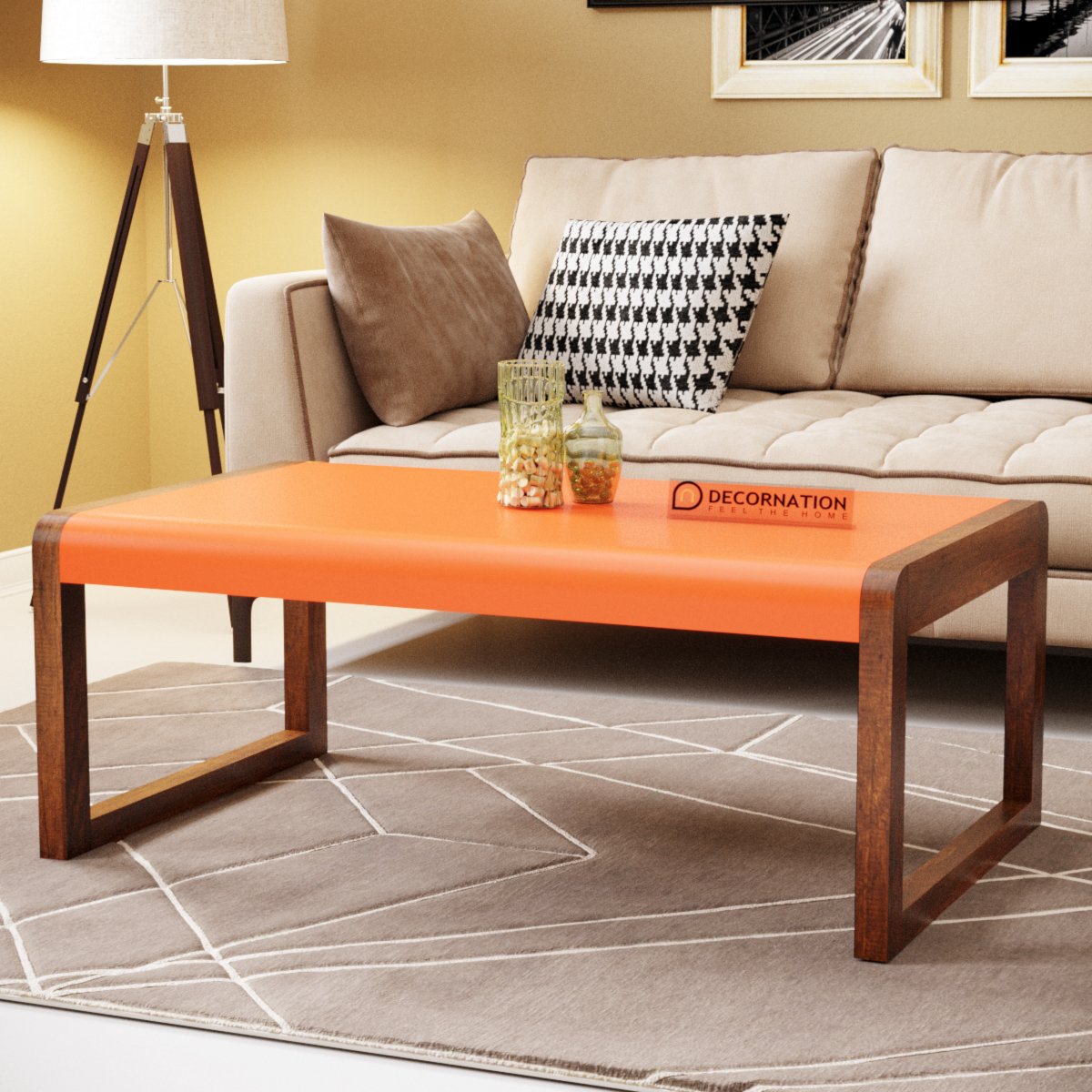 Amber Wooden Coffee Table for Living Room/Bedroom – Orange