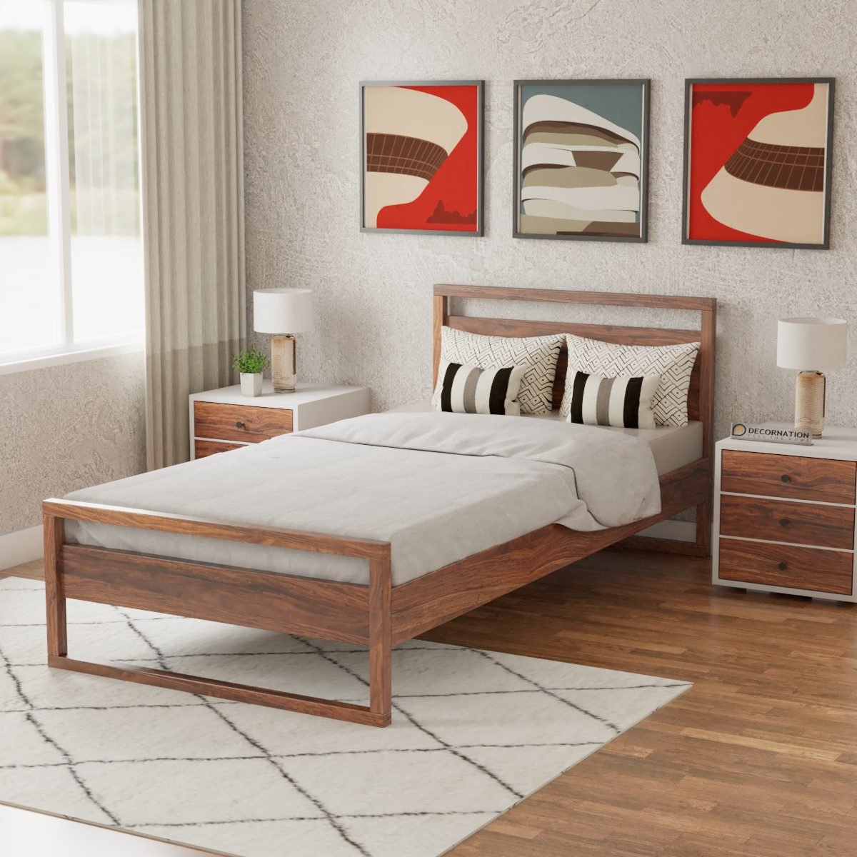 Advay Solid Wood Single Bed