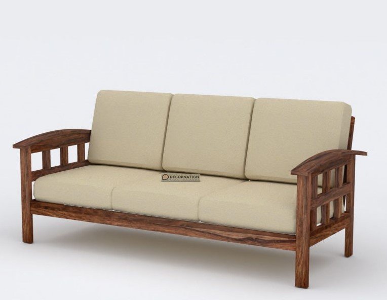 Zadar Wooden 5 Seater Sofa Set – Brown – 3 Seater