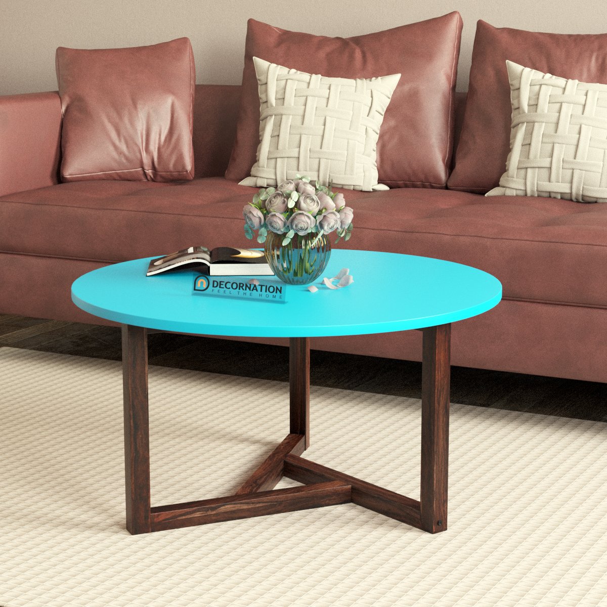 Lillie Round Coffee Table – Sky Blue