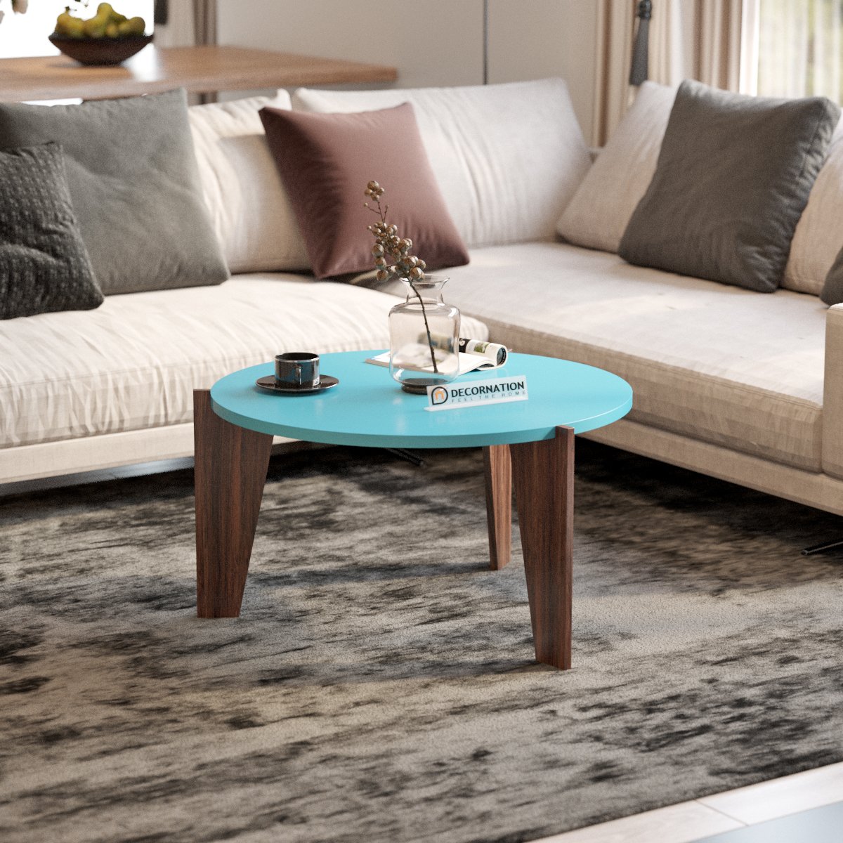 Aurora Wooden Coffee Table – Sky Blue