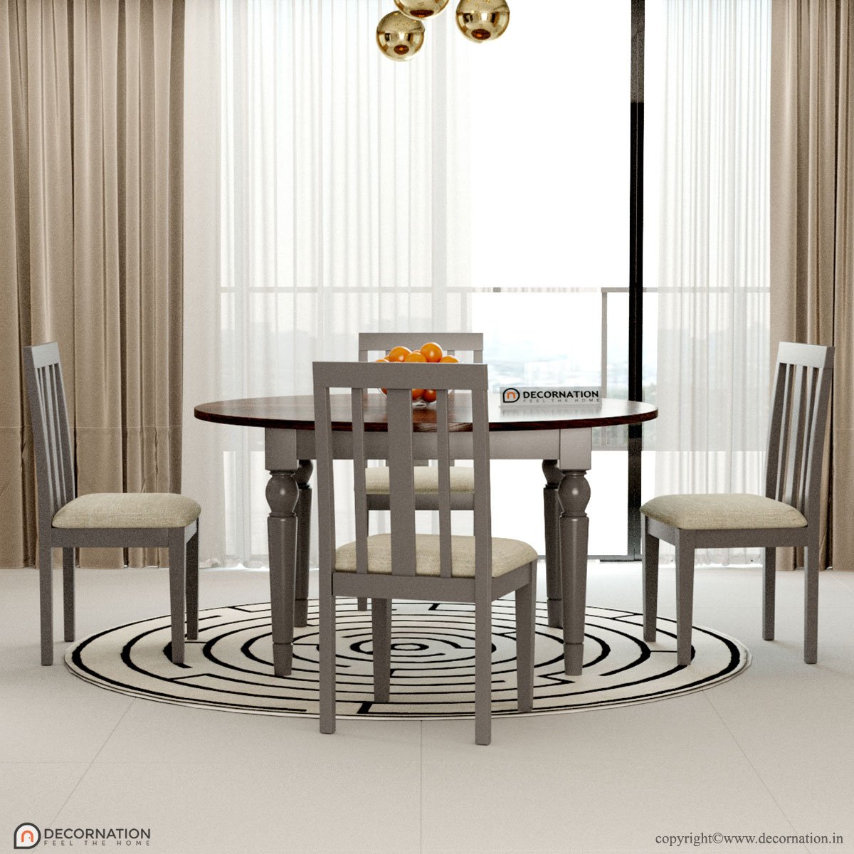 Sierra-solid-wood-4-seater-dining-table-set - Decornation