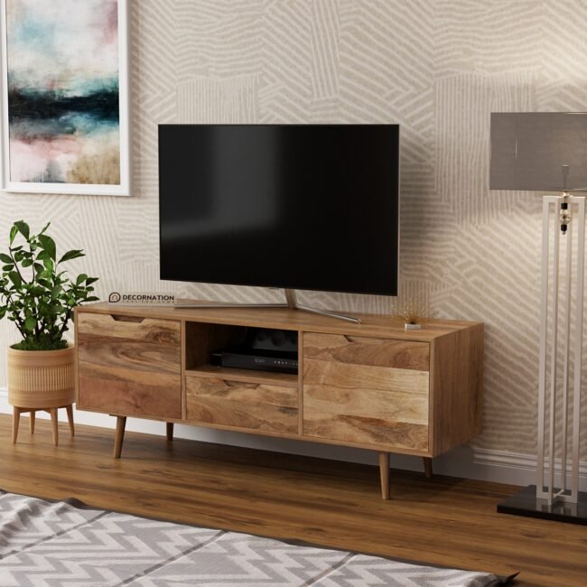 Denver Wooden Wide TV Unit With 2 Doors - Image 2