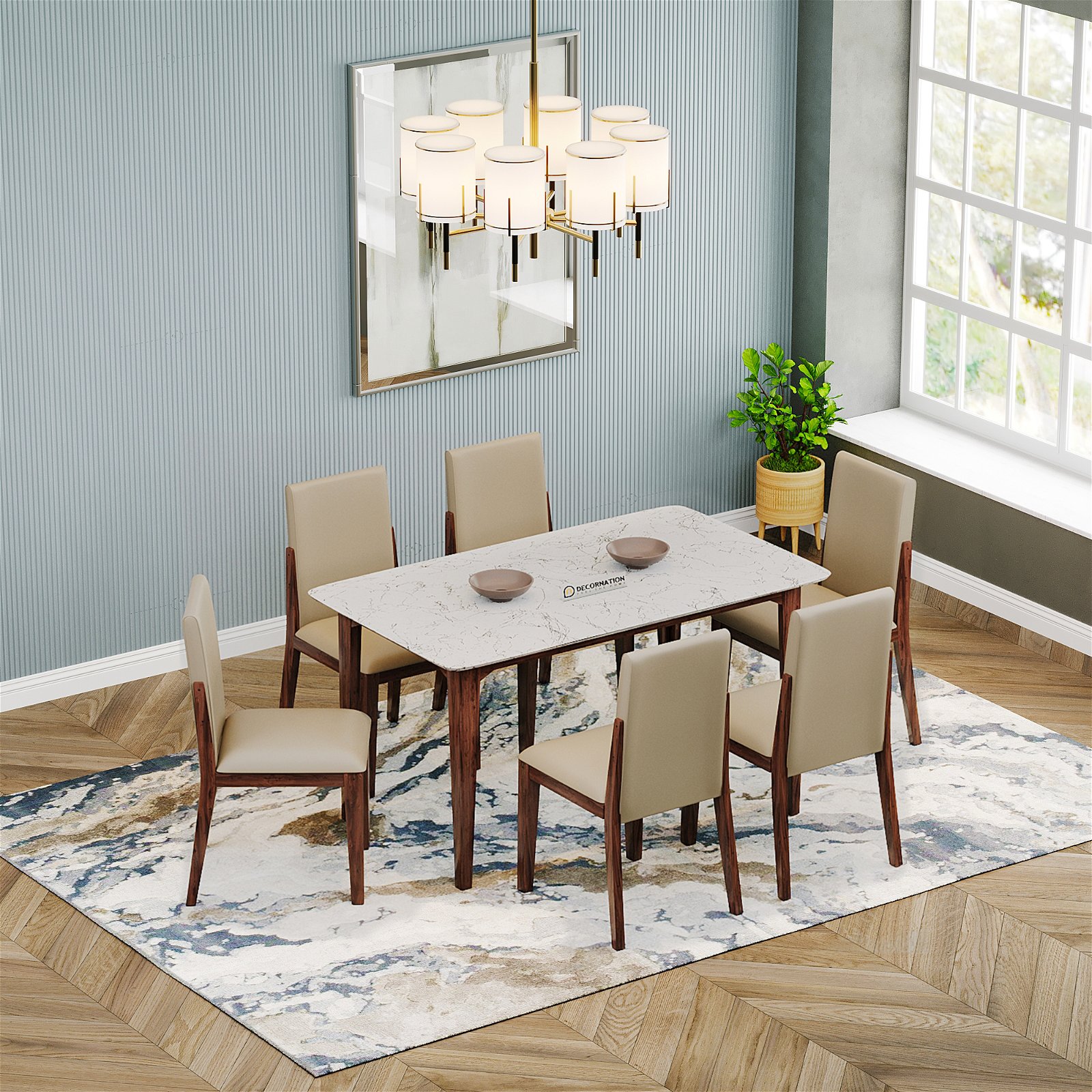 Italiana Dining Table with Chairs – White