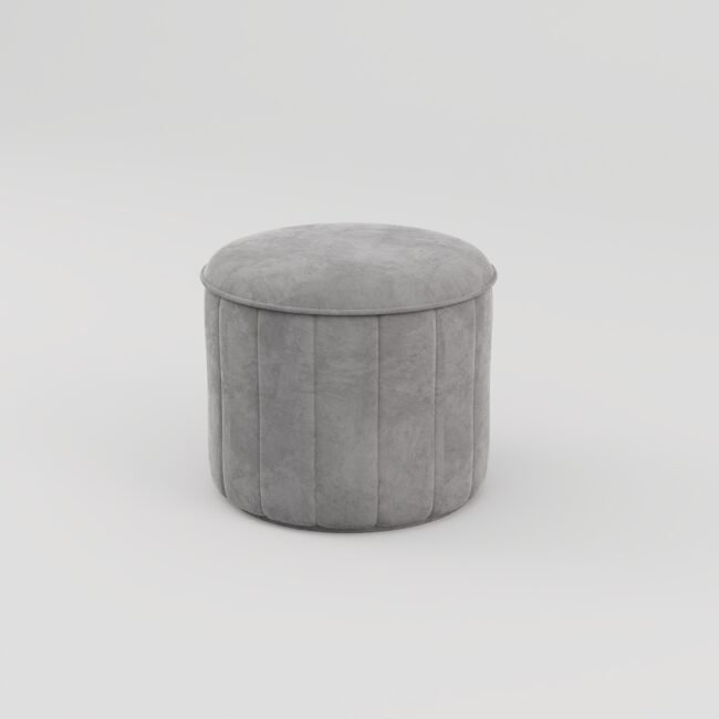 Suede Round Ottoman Stool - Image 11