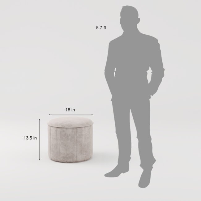 Suede Round Ottoman Stool - Image 7