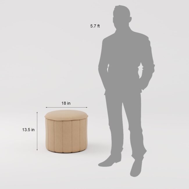 Suede Round Ottoman Stool - Image 2