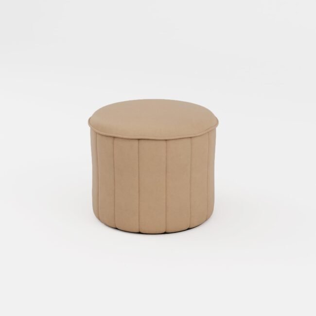 Suede Round Ottoman Stool - Image 3
