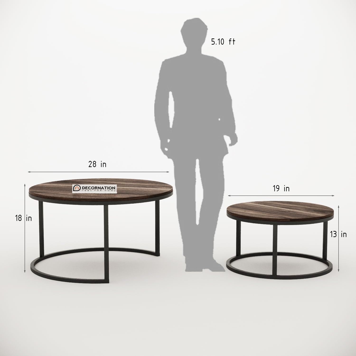 Aura Round Nesting Table Set Black - Decornation