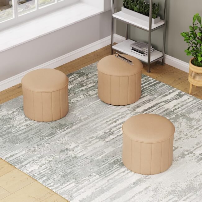 Suede Round Ottoman Stool
