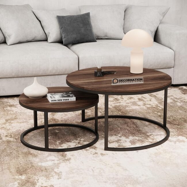 Aura Round Nesting Table Set Black