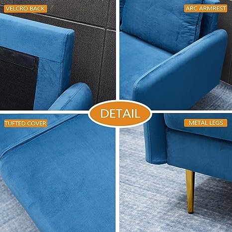 Inara Velvet 2- Seater Sofa Set Modern Sofa & Loveseat - Image 43