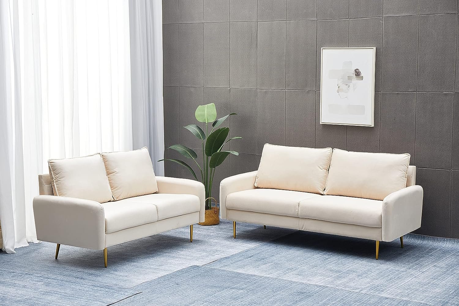 Inara Velvet 2- Seater Sofa Set Modern Sofa & Loveseat - Image 8