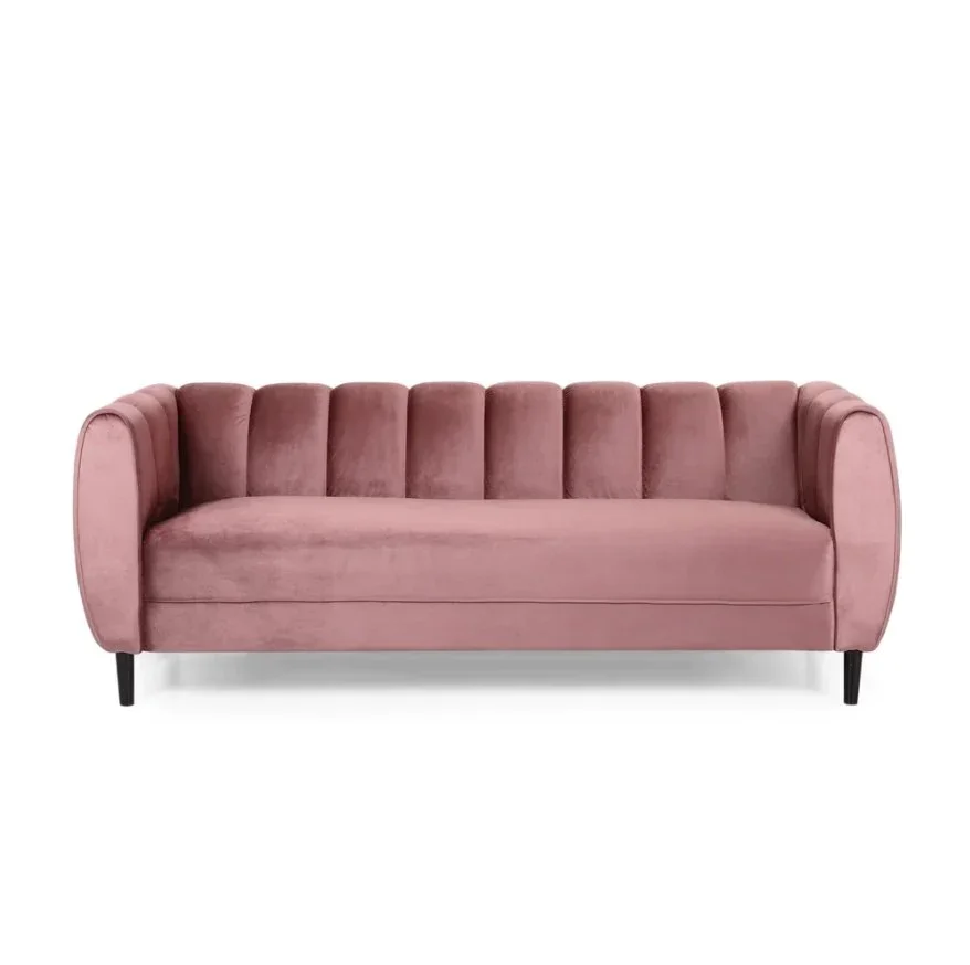 Della 3 seater Faux Velvet Sofa Couch – Pink